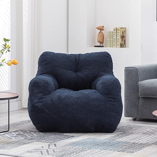 Miniatura 3 de kevinplus Sillón puf con acento individual, esponjoso, moderno, de espuma suave y copetuda, silla de ocio de espuma de alta resistencia para sala de