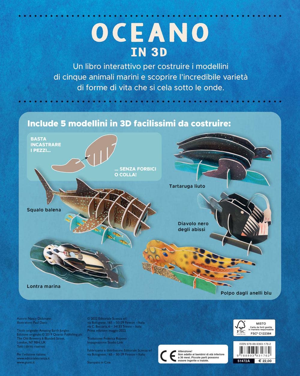 Oceano in 3D. Costruisci 5 animali marini. Ediz. a colori. Con Modellini da costruire