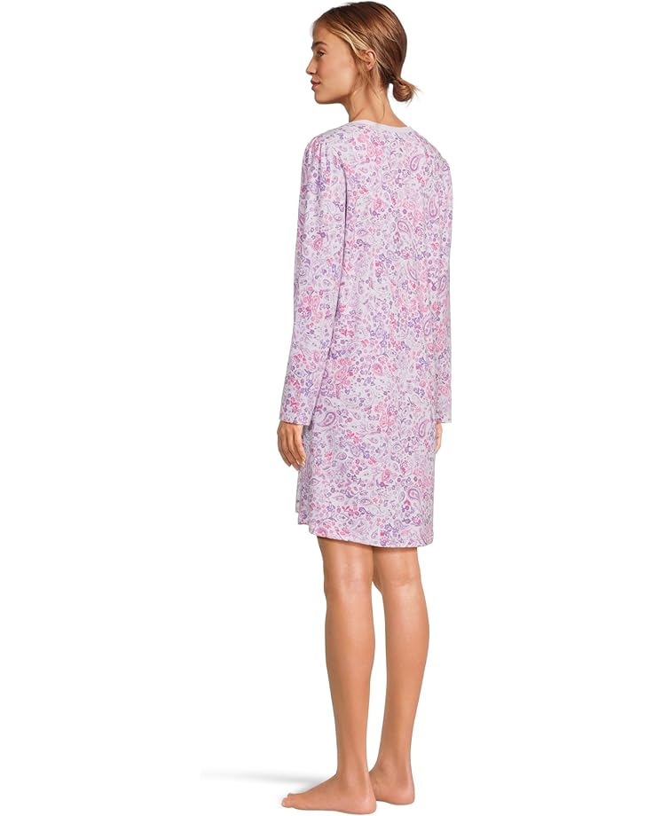 Karen Neuburger Paisley Fusion Long Sleeve Sleep Dress with Satin Details - #3 of 4