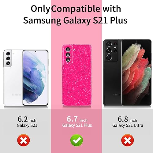 Miniatura 2 de MINSCOSE Funda compatible con Samsung Galaxy S21 Plus 5G, bonita funda delgada con purpurina fina, a prueba de golpes, de TPU para mujeres y niñas,