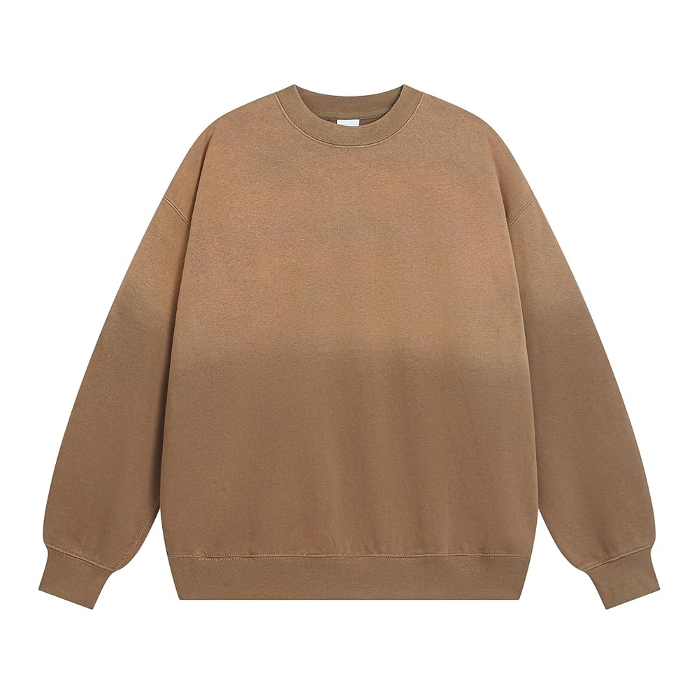 Lytiarul Mens Acid Wash Gradient Crewneck Sweatshirt Long