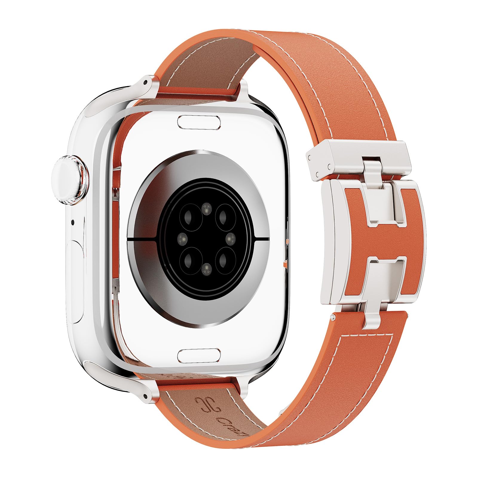 Bracelet en cuir véritable pour Apple Watch avec boucle signature H pour