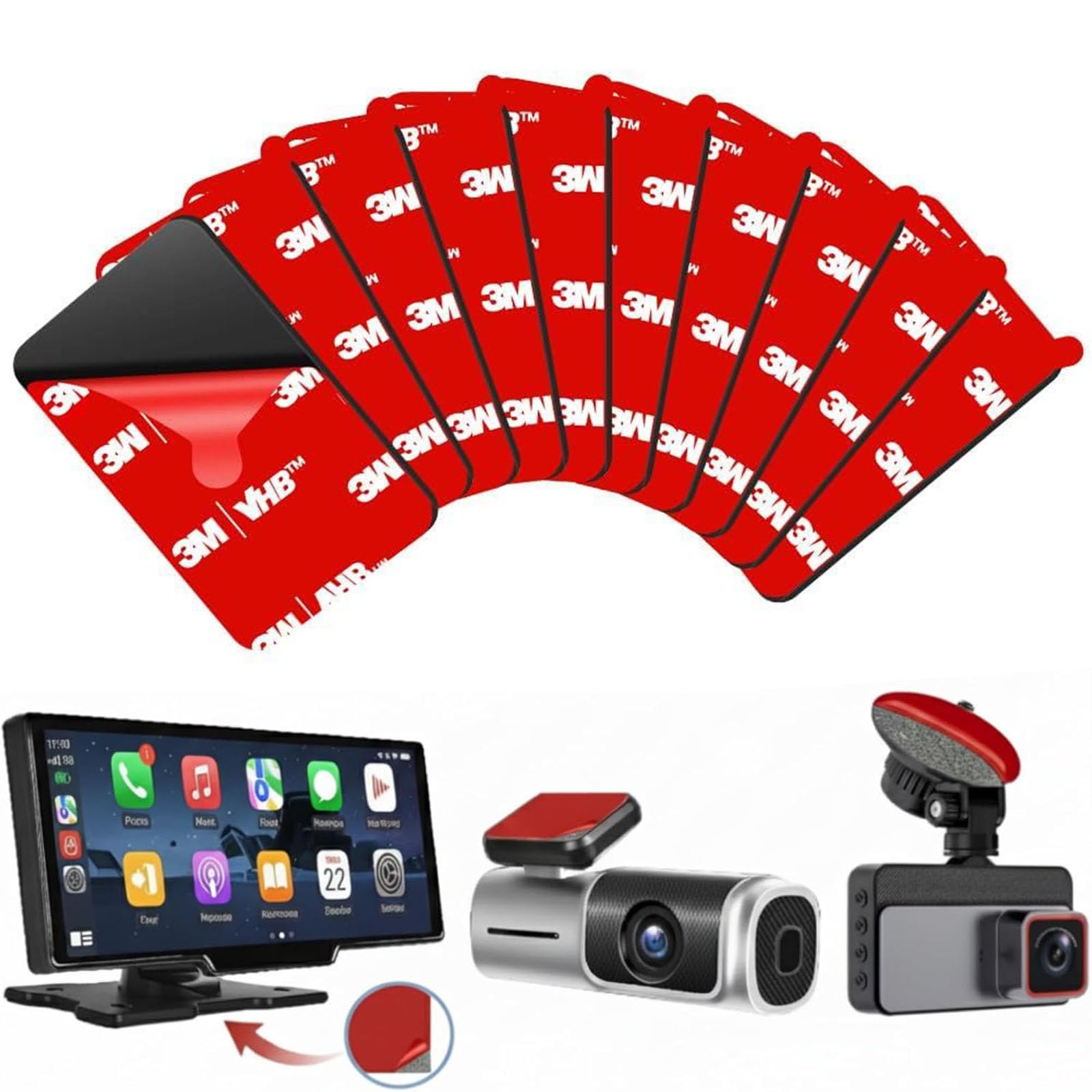10PCS Double Tape for Car Dashboard, 3M Double Side Tape Heavy Duty, Dash Cam Adhesive Sticker, Electrostatic Sticker for Dash Cam, Reusable Dashboard Adhesive for Car Glass, 4.4CM*3.4CM-image-23