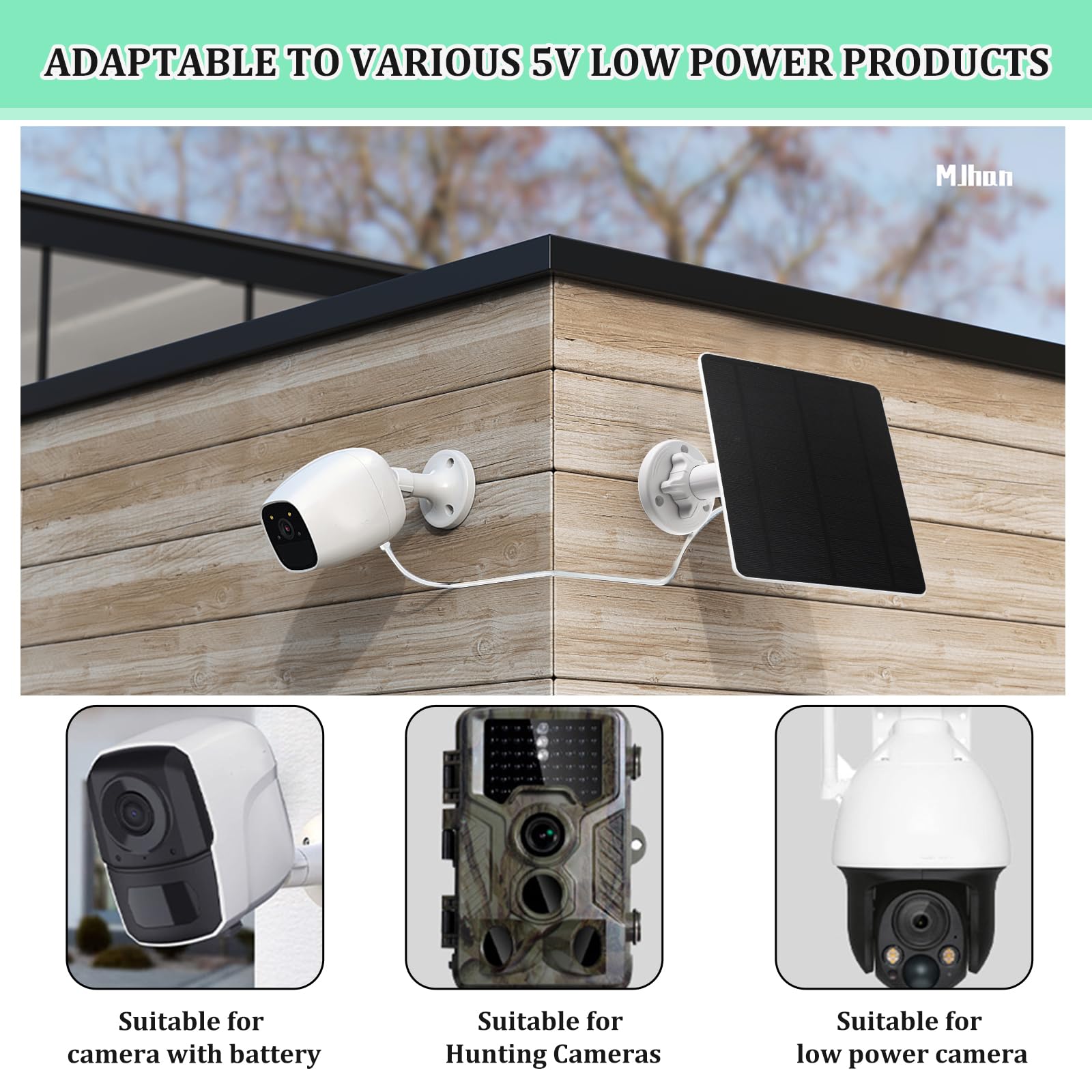 AFAIK Pannello solare Modulo solare per batteria Ring Camera 5V 5W con Ring Spotlight Cam/Pro/Plus & Stick Up Cam/Pro con spina a botte 4m Cavo di ricarica IP65 Impermeabile Caricabatterie solare per