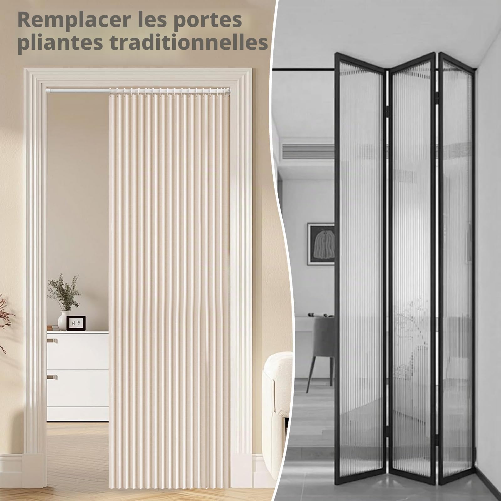 Rideau Occultant avec Barre sans Perçage,Rideau Separation de Piece avec Bouton Magnétique Thermiques Isolants Anti Froid et Chaleur,Rideau de Porte Opaque,200cm de Haut pour Salon,Cuisine,Vestiaire