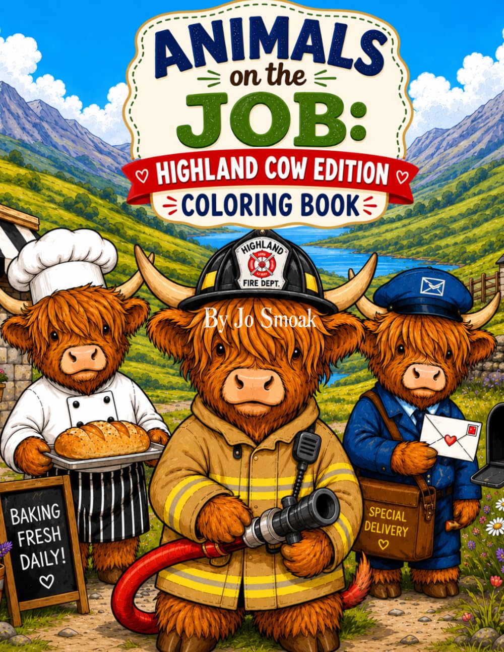 Animals on the Job: Highland Cow Edition Coloring Book (Animals on the Job Coloring Books)