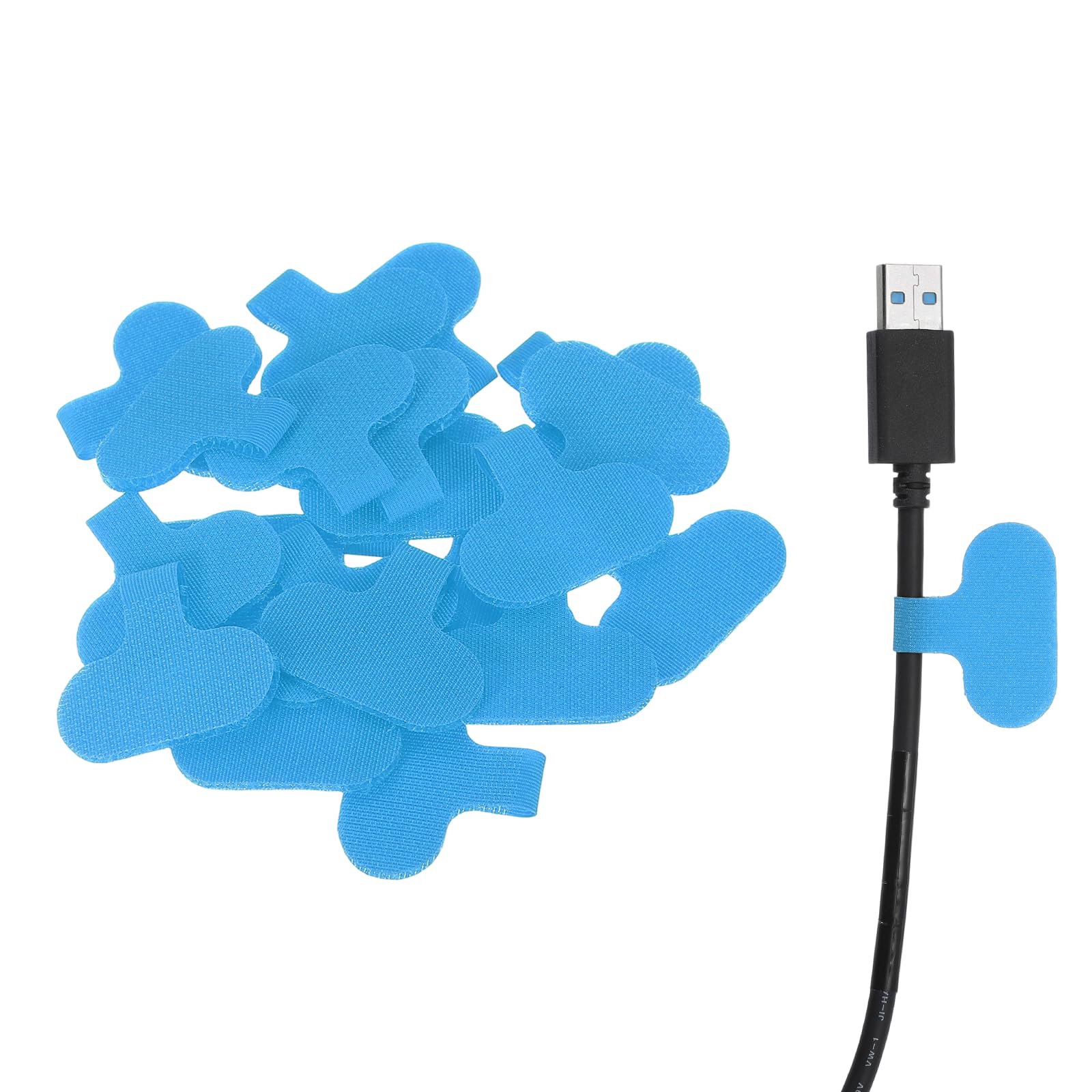 sourcing map Cable Labels, 20Pcs Waterproof Cable Tag Writable Wire Labels Self-Adhesive Wire Tags Reusable Hook & Loop for Electronics Computer Cord Management Identification, Light Blue