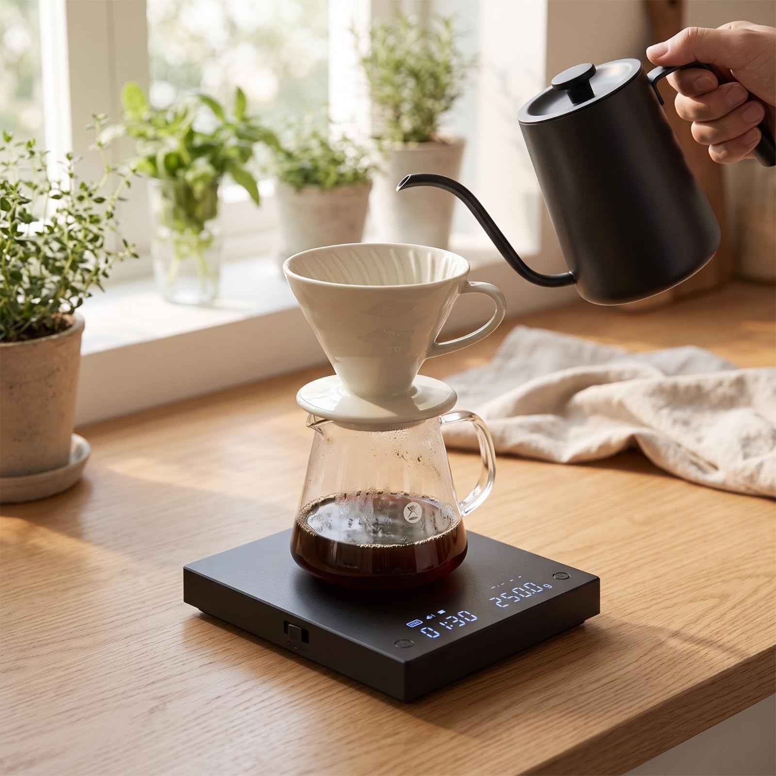 Gralara Kaffeewaage präzise Waage digital Küchenwaage für Küche, Weiß