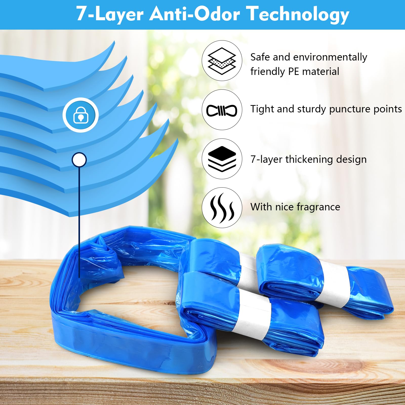 12 Recambios para Cubos de Pañales, 4.5m Recambio Contenedor Pañales, Barrera de Olor Súper Fuerte, Compatible con la mayoría de las papeleras, Azul claro