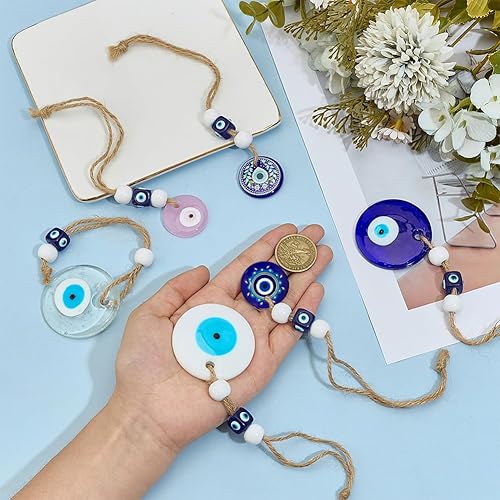 Miniatura 3 de OLYCRAFT 6 dijes de ojo turco azul turco de cristal para el mal de ojo, amuleto turco grande de Nazar para protección del hogar, dije colgante de