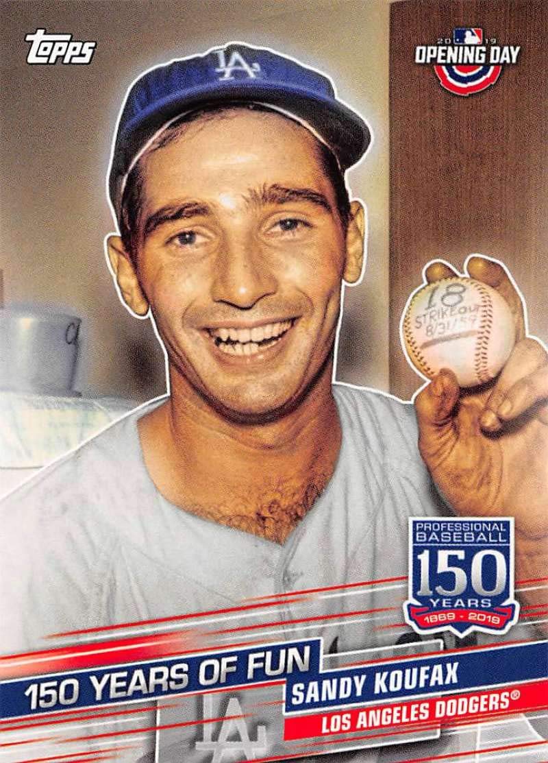 Amazon.com: 2019 Topps Opening Day 150 Years of Fun Set #YOF-7 Sandy Koufax  Dodgers MLB Baseball Card NM-MT : Collectibles & Fine Art
