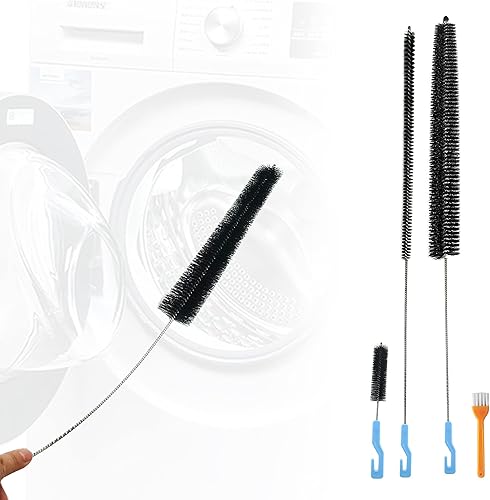 Kit limpiador de pelusa para secadora, 3 cepillos de cerdas de nailon, mango flexible de acero inoxidable, para limpieza de trampas de ventilación y