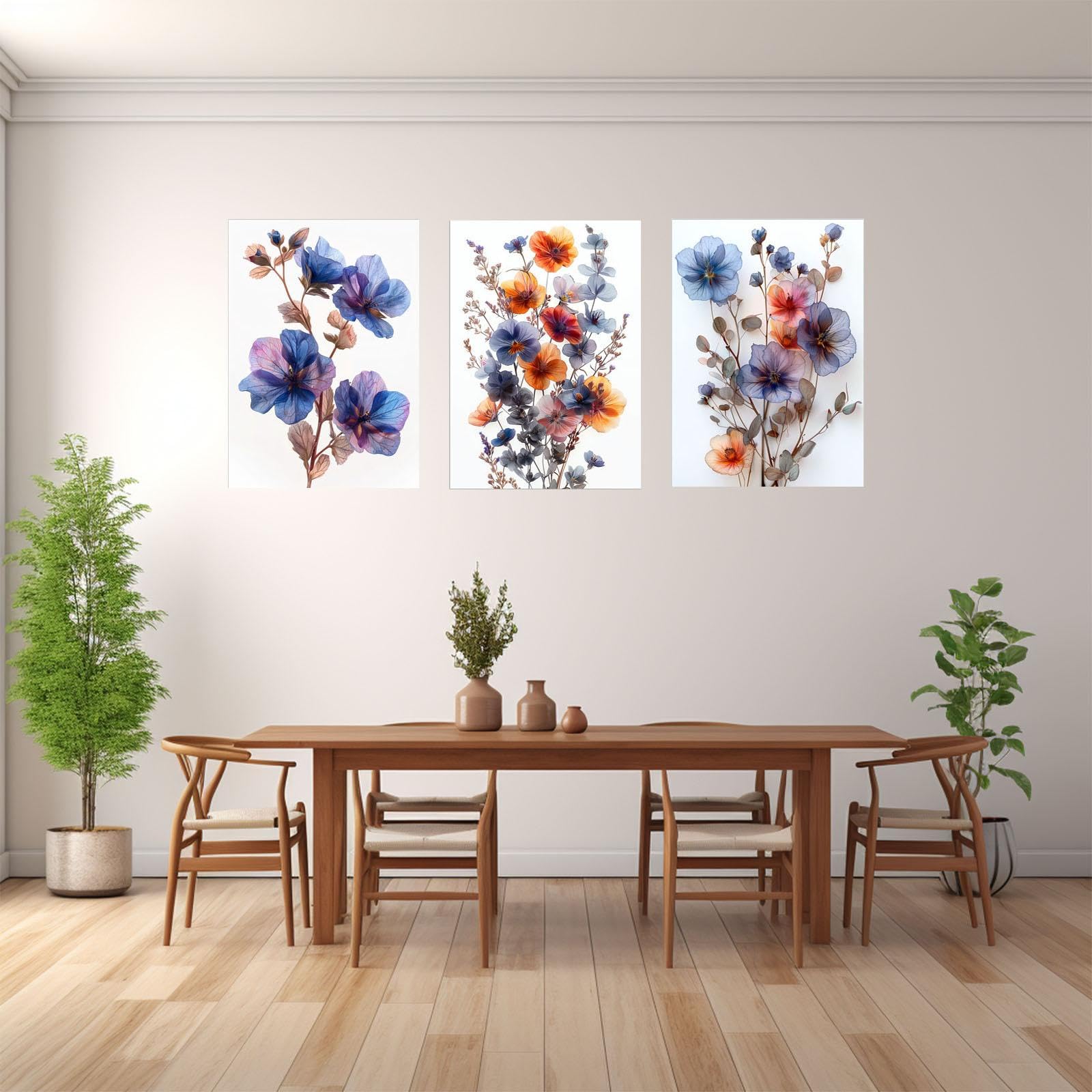 JOSUE 3-teiliges Set Blumen Bild Leinwand Bunte Blu Produktbild-Vorschau 12