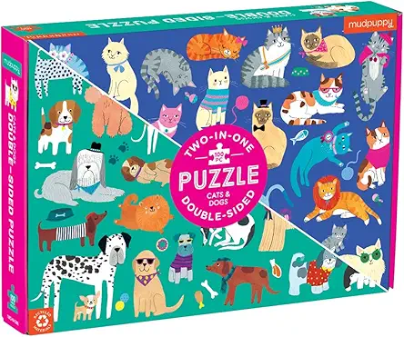 Mudpuppy Cats and Dogs Double-Sided Puzzle, 100 Pieces,...
