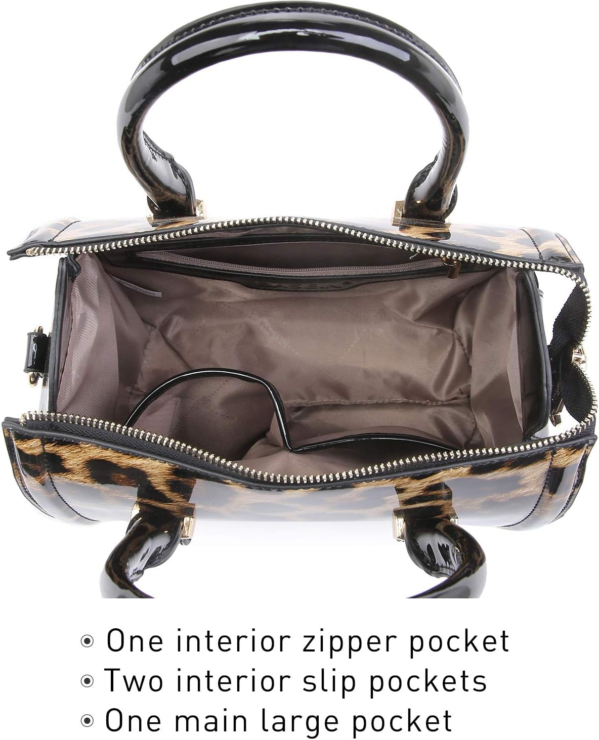 Shiny Patent Faux Leather Handbags Barrel Top Handle Purse Satchel Bag Shoulder Bag for Women - Image 5