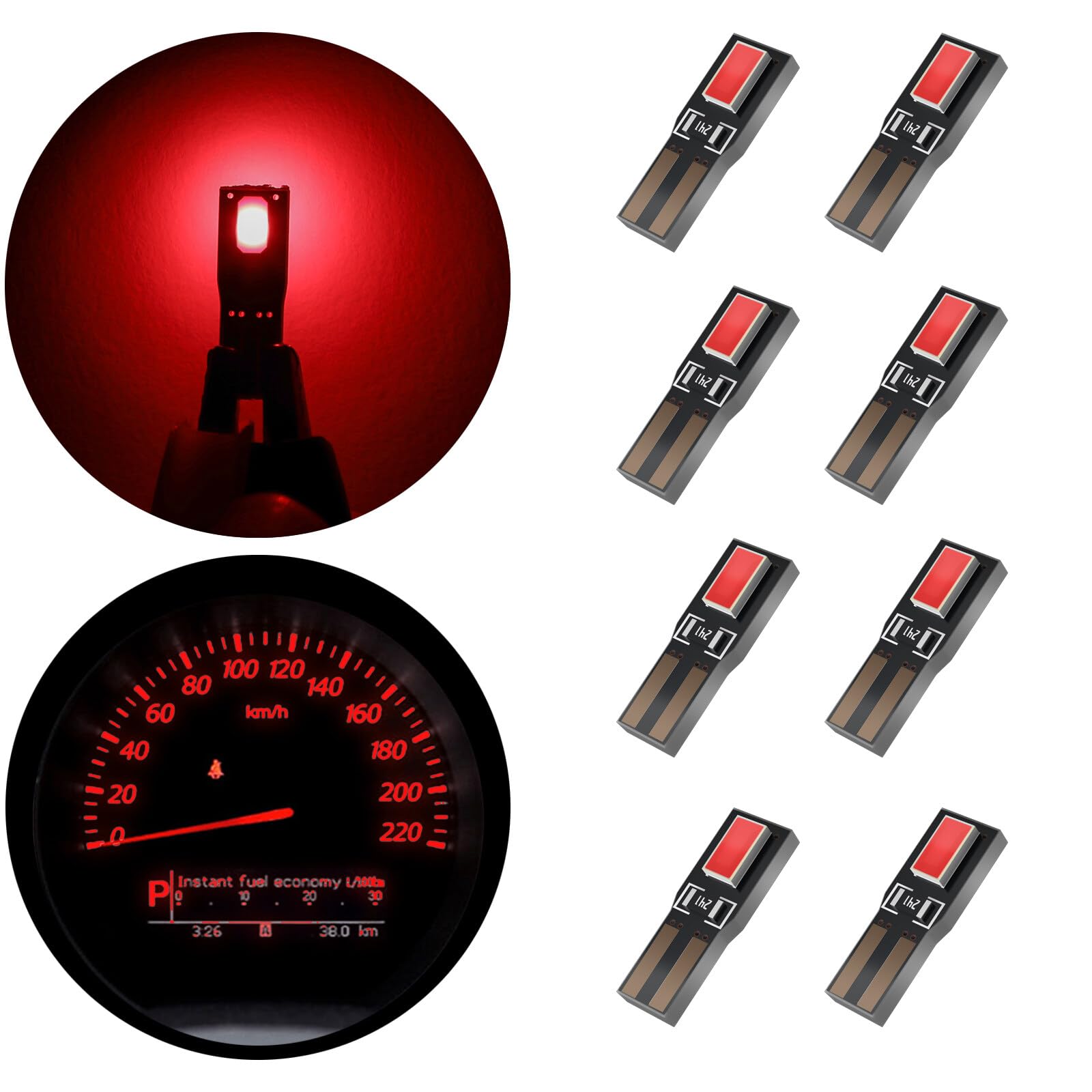 ECCPP 10x Instrument Cluster Dash Panel Lights T5-2-5630-SMD-Red