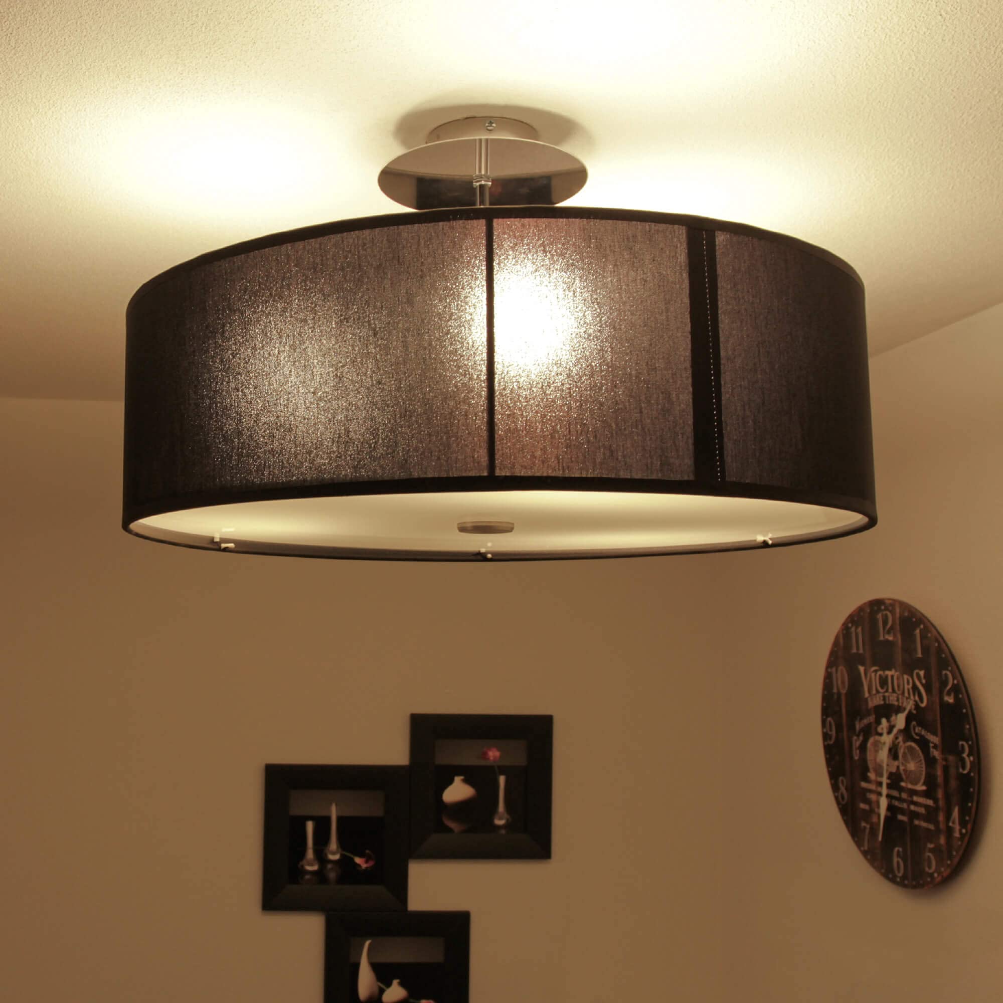 Licht-Erlebnisse Deckenlampe groß E27 max. 60W 230V Deckenleuchte modern Stoffschirm Wohnzimmer Beleuchtung Lampe Küche Schlafzimmer