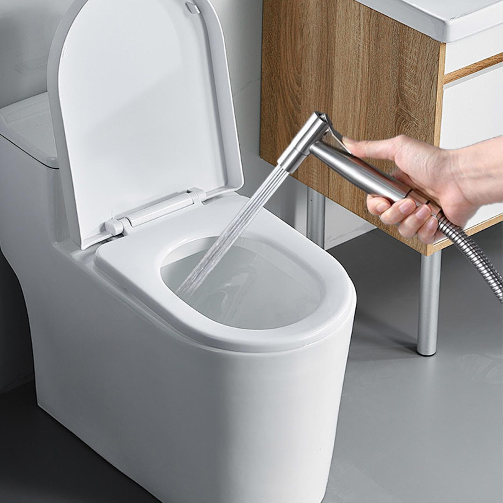Spruzzatore Igienico per WC Doccetta a Mano Rubinetto Igienico Lavaggio | Kit Doccia Bidet con Tubo in Acciaio Lavaggio Bambini Animali Domestici Pannolini Bagno Set