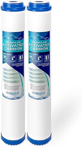 Filtro de agua de carbón activado granular de cáscara de coco estándar para toda la casa, 20 x 2.5 pulgadas, se adapta a carcasas de 20 x 2.5