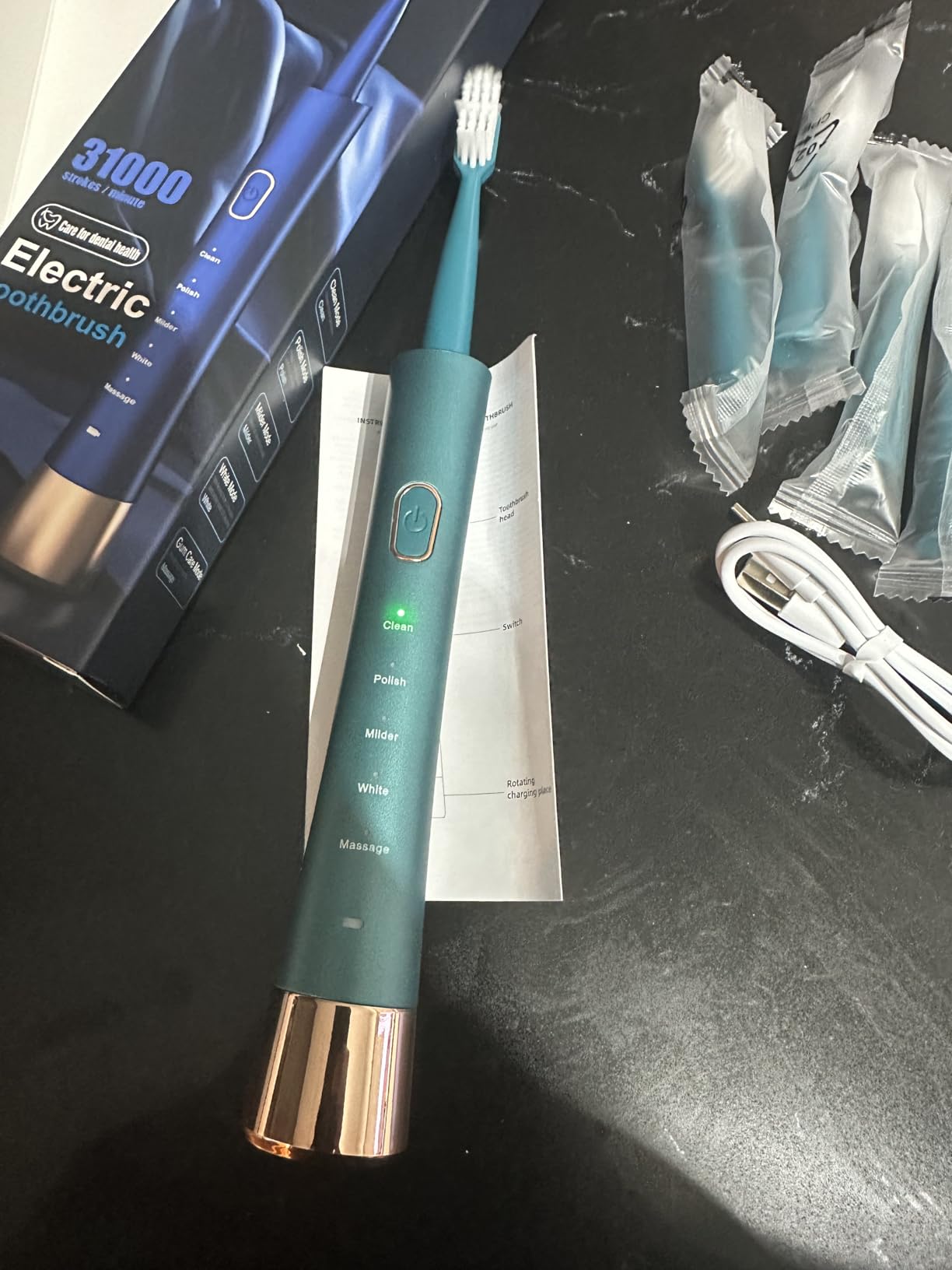 AJELU Sonic Electric Toothbrush for Adults, USB Rechargeable Sonic Toothbrush with 8 Brush Heads, Smart Timer, 5 Modes, 2-Hour Fast Charge Last 30 Days, Pink