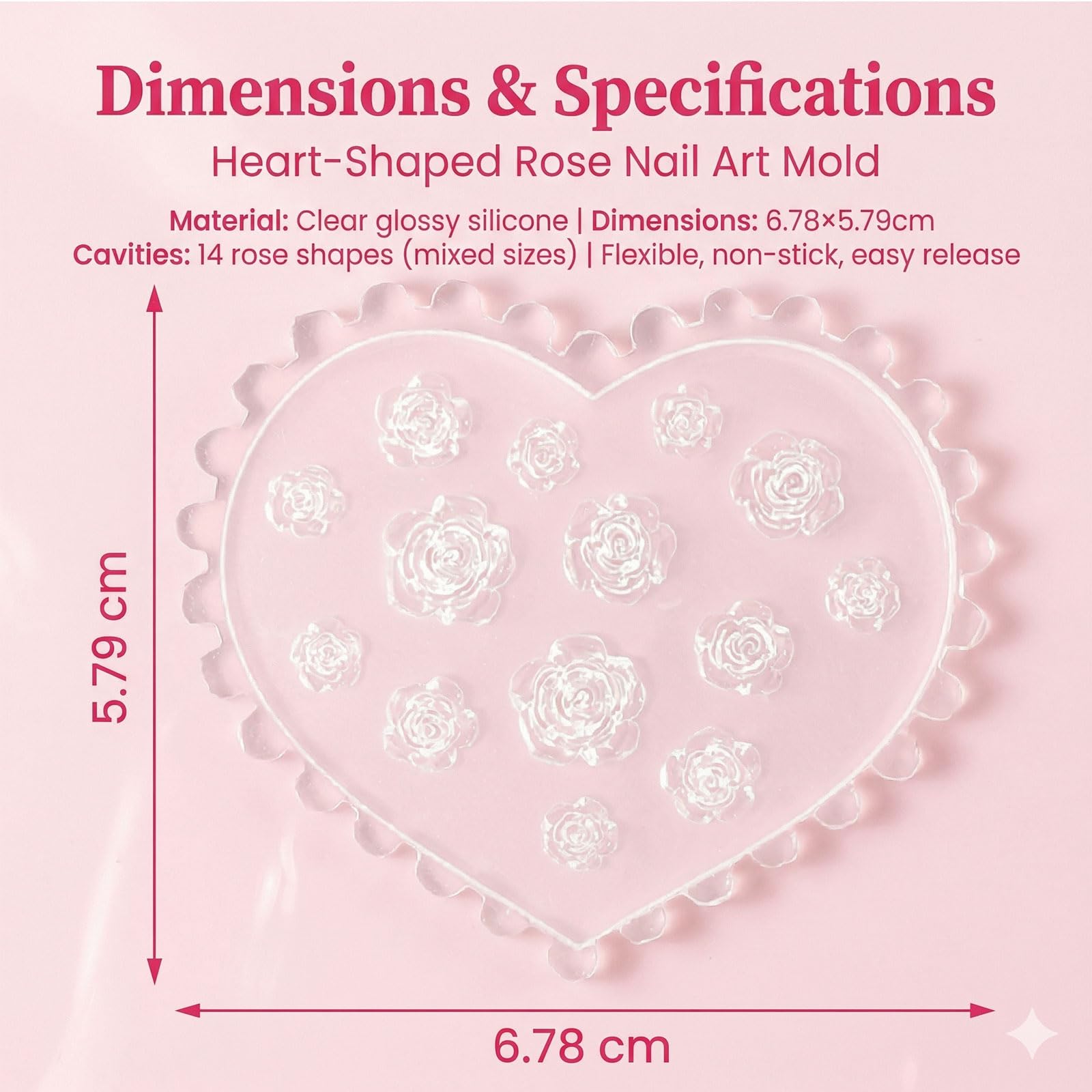 Forma De Silicona Para Uñas 3D Con Pétalos De Rosas Plantilla Floral En Forma De Corazón