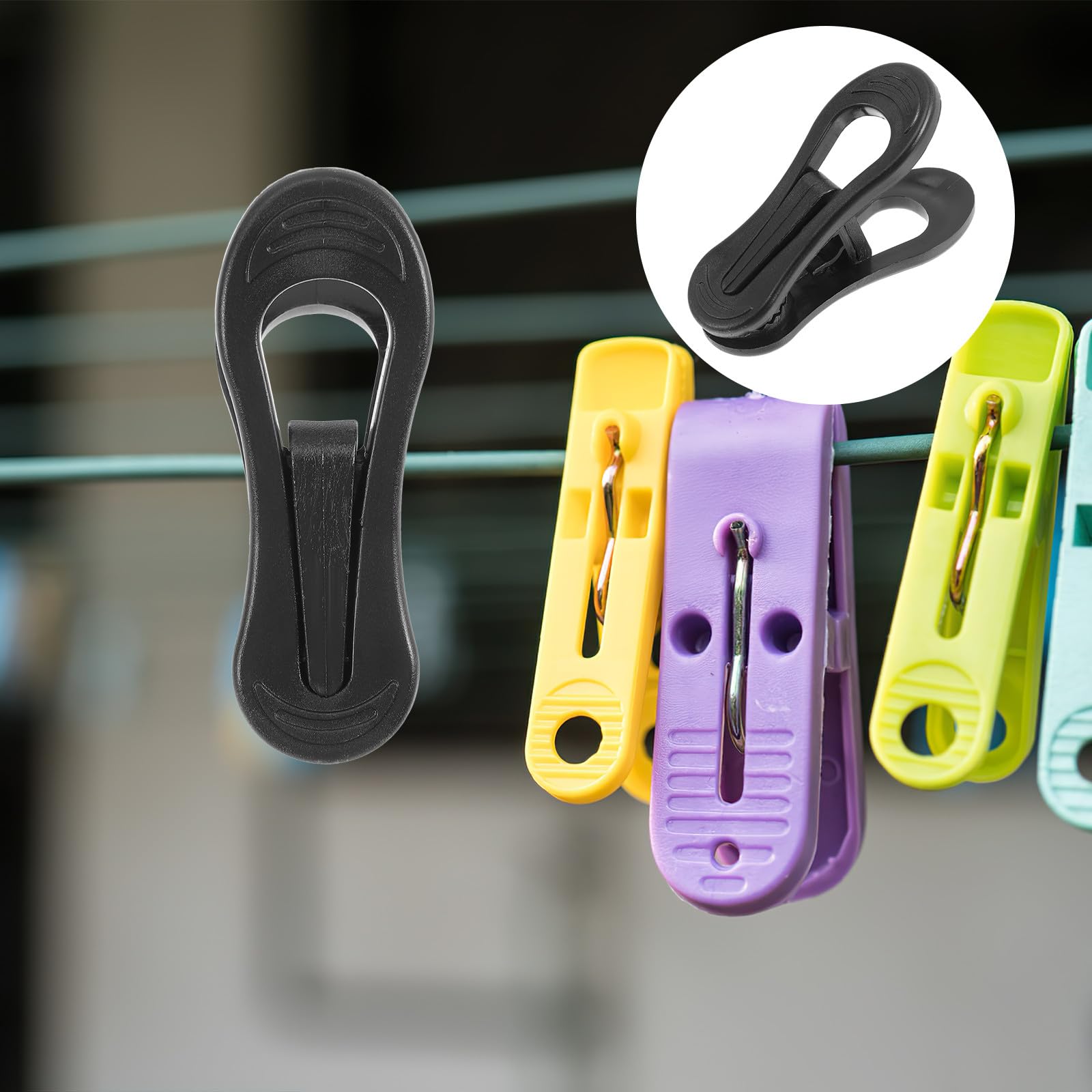 OUNONA Pinzas para Ropa de Plástico Negro Ideales para Colgar y Ordenar Ropa 50 Clips Flexibles para Organizar Prendas y Secar al Aire Libre para Perchas y Armarios