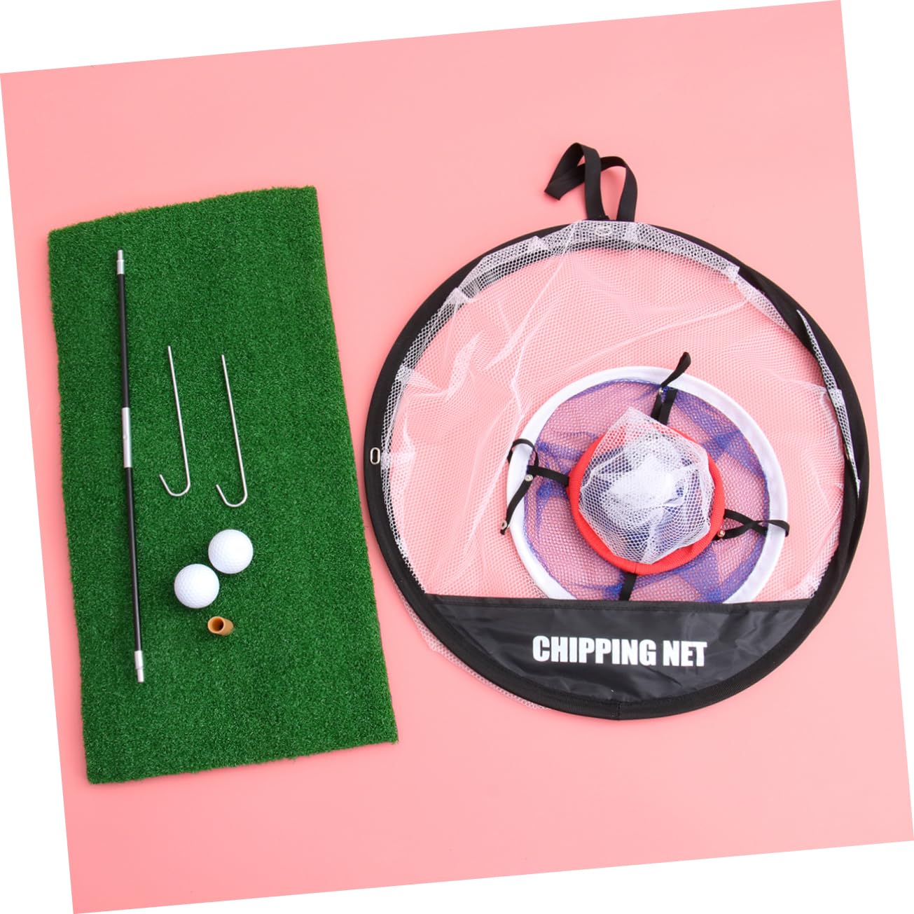 CORHAD Chipping Pitching Cage for Practice Net Mat Metal Net Training Aid for Use