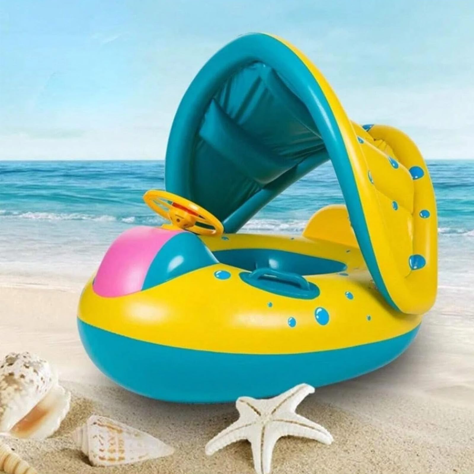 NMM Salvagente per bambini con tettuccio parasole rimovibile