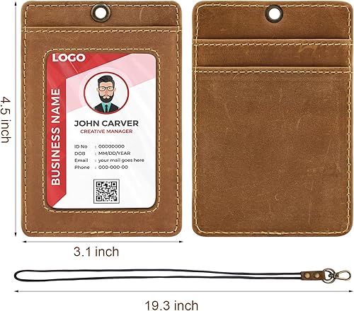 Vista 59 de Boshiho. Funda vertical, de piel, para tarjeta de identificación con cordón resistente., Bolso