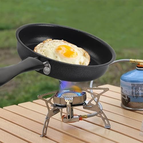 Miniatura 4 de SunshineFace Sartén para huevos, sartén antiadherente con tapa, mini sartén de cocina, utensilios de cocina de piedra para acampar sin humo, 4.7