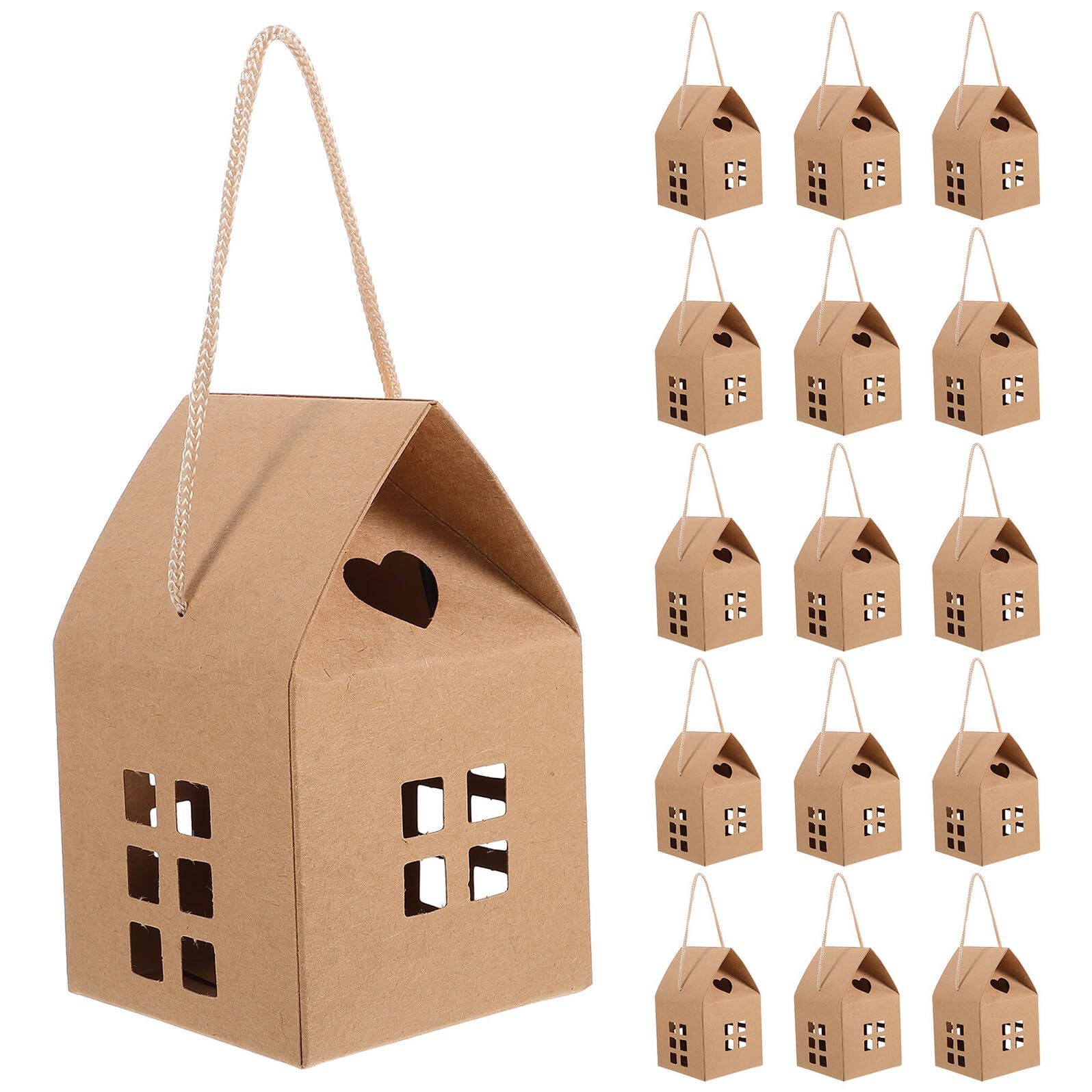 LALADEFIEE 50 Boîtes à Dragées en Carton Kraft de Petite Maison, Contenant à Bonbons pour Présents D'invités, 50 Pièces, pour Mariage, Fêtes et Événements Spéciaux