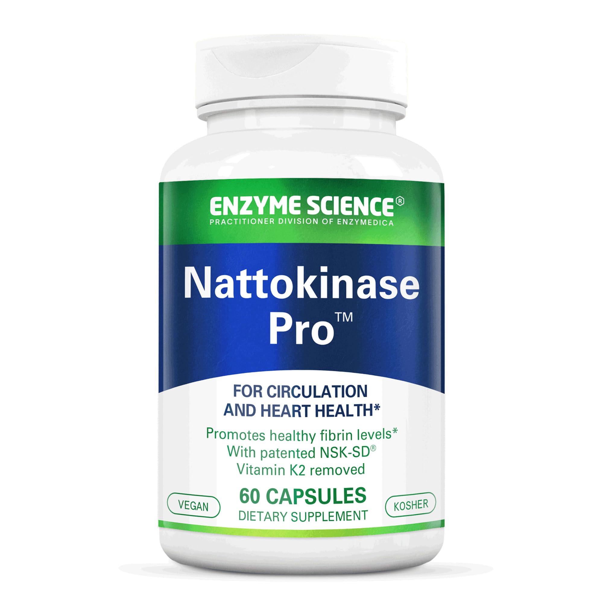 Enzyme Science Nattokinase Pro with NSK-SD - Organic Supplement - Best enzymes for Cardiovascular and Circulatory Support - Vegan and Kosher - 60 Capsules