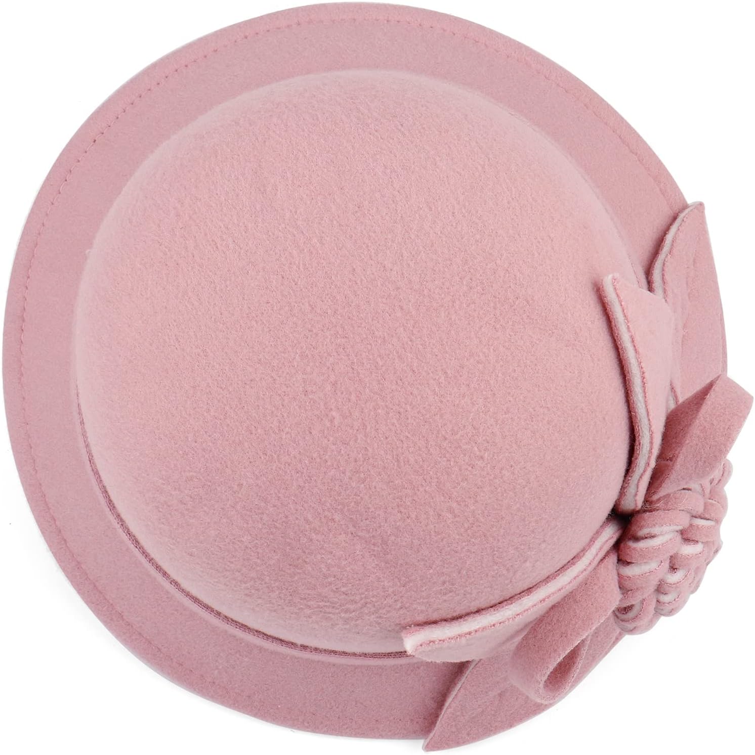 Ladies Wool Felt Bucket Hat Women Vintage Cloche Fedora Winter Church Bowler Hat with Bow - Image 4