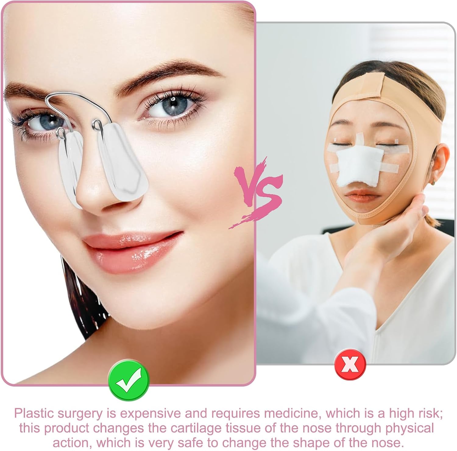 Nose Shaper Clip 2-Pcs Set Nose Lifter Non-Electric, Beauty Tool, Painless Lifting Correction(Transparent Double Head * 1, Single Head * 1)