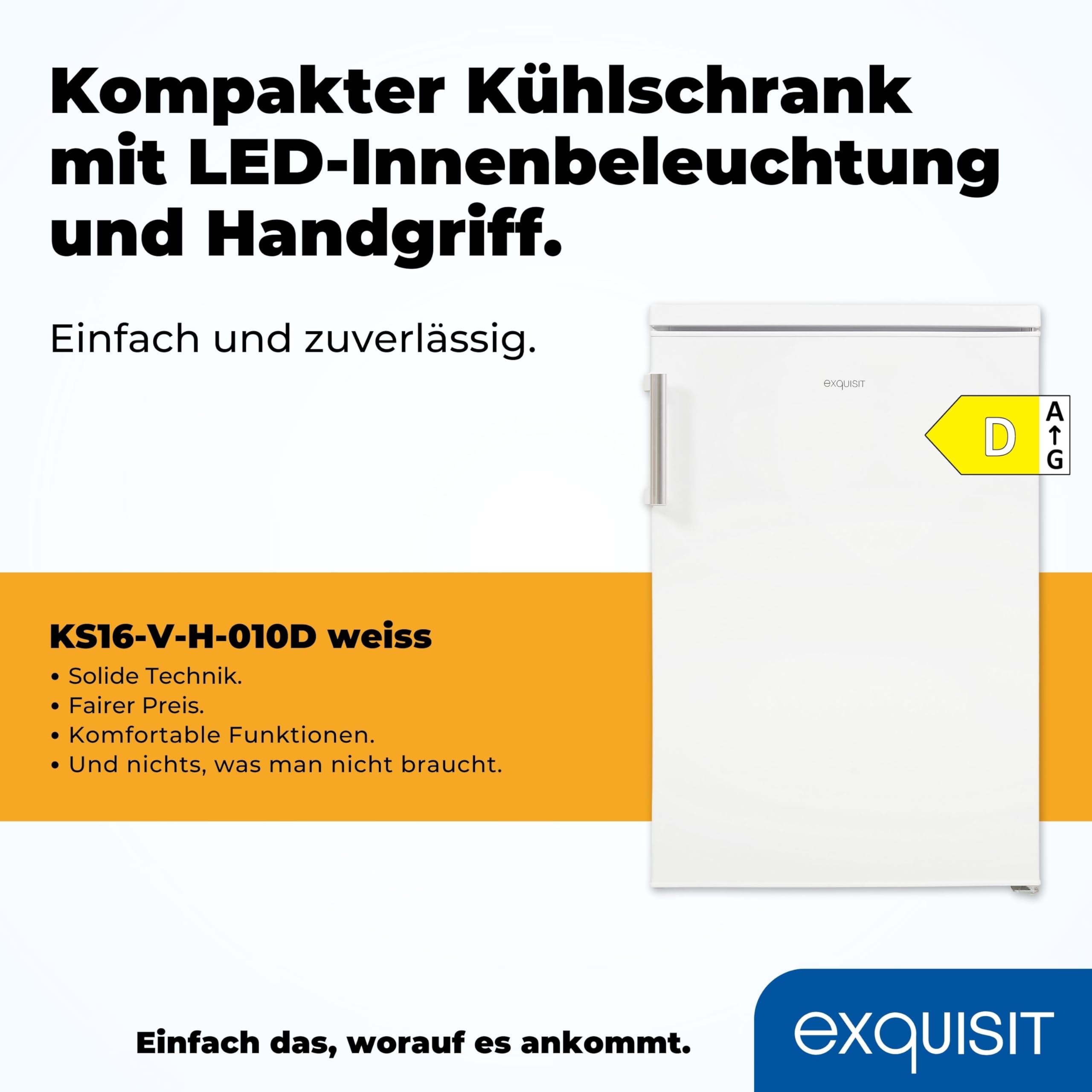 Exquisit Standkühlschrank KS16-V-H-010D Weiß - 133 l Vollraumkühlschrank