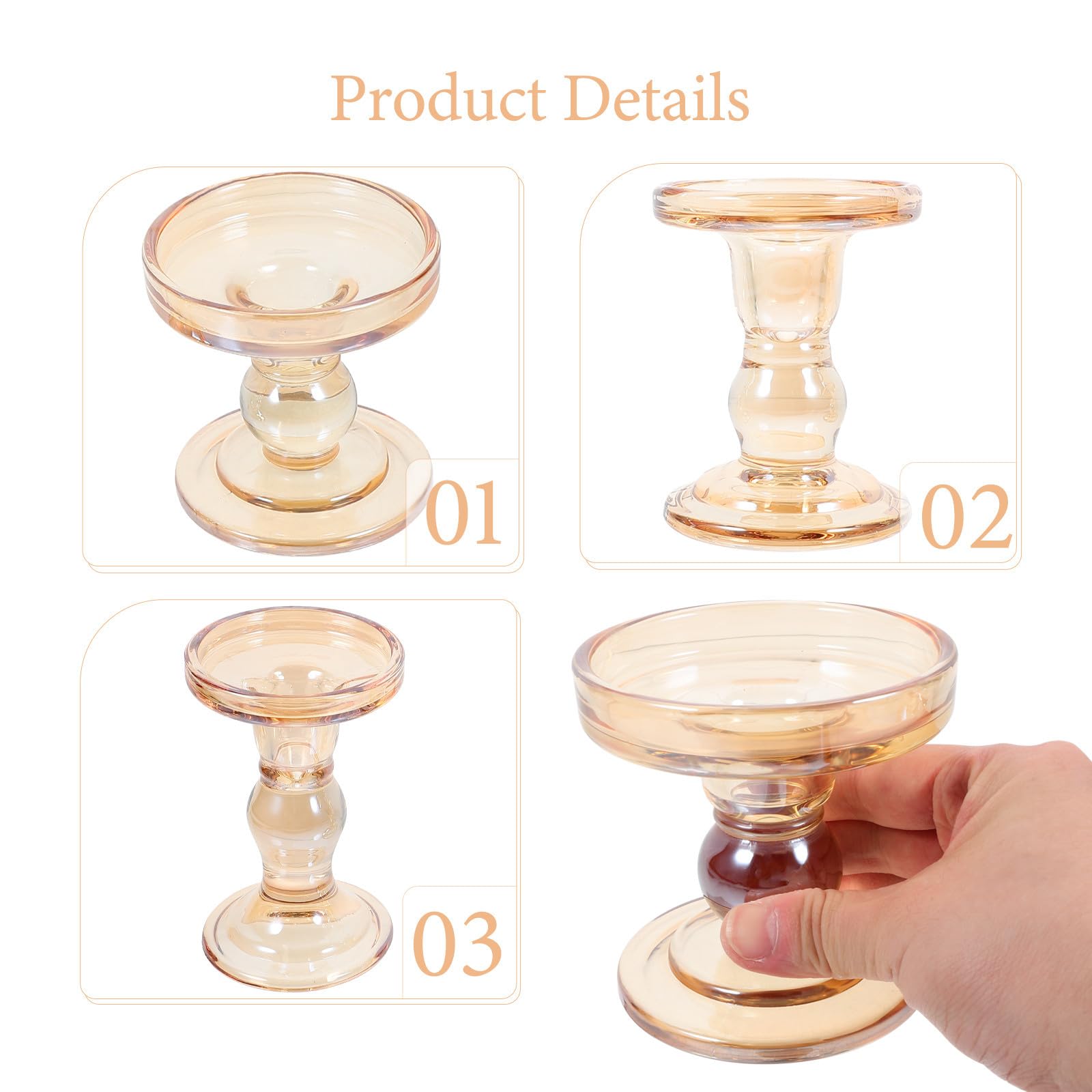 3 Piezas Portavelas de Cristal para Velas de Té, Candelabro