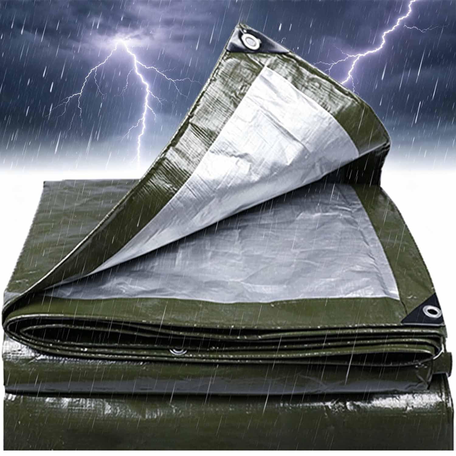 Ffsaacol 1 Tarp Heavy Duty, Tarpaulin Waterproof, Outdoor Tarps With Grommets & Reinforced Edges, For Rain Or Sun, Roof, Canopy, Patio, Firewood 4X4m/13X13ft