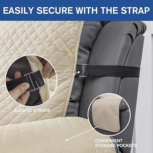 Vista 191 de XINEAGE Funda reclinable resistente al agua, fundas para sofá reclinable de 3 asientos con bolsillos, funda protectora acolchada gruesa para perros