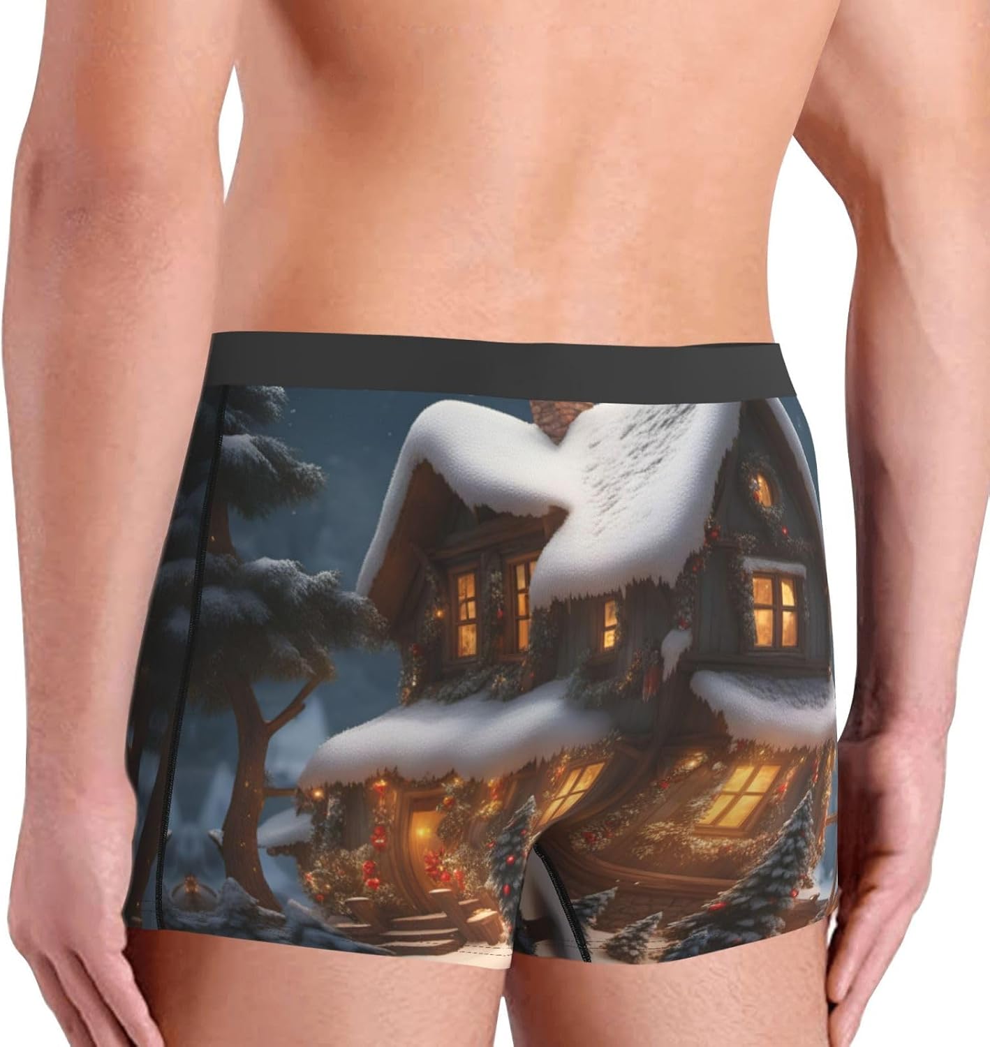 Christmas Village House 3 print Men's boxers, men's stretch leggings shorts Soft breathable boxer underwear
