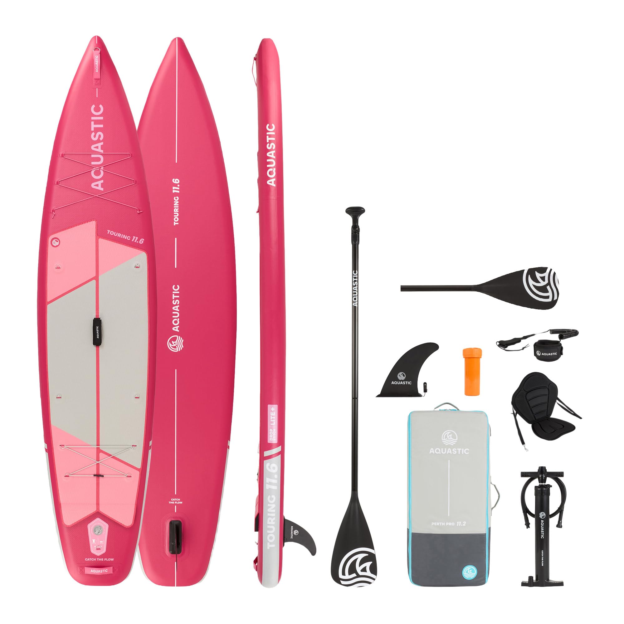 AQUASTIC Touring nadmuchiwana deska SUP 350 x 79 x 15 cm, maksymalne obciążenie 130 kg, pierścienie D do siedzenia kajakiem