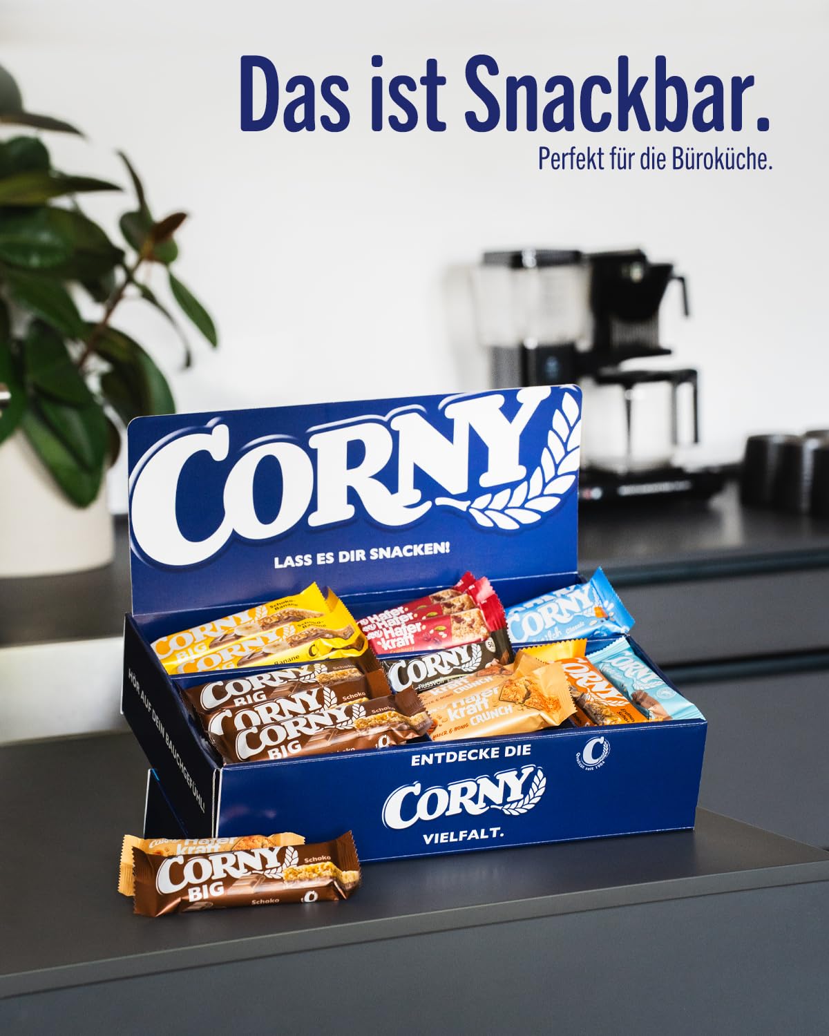 Corny Mix Box Müsliriegel Haferriegel Nussriegel Thekendisplay 64 Riegel 8 Sorten