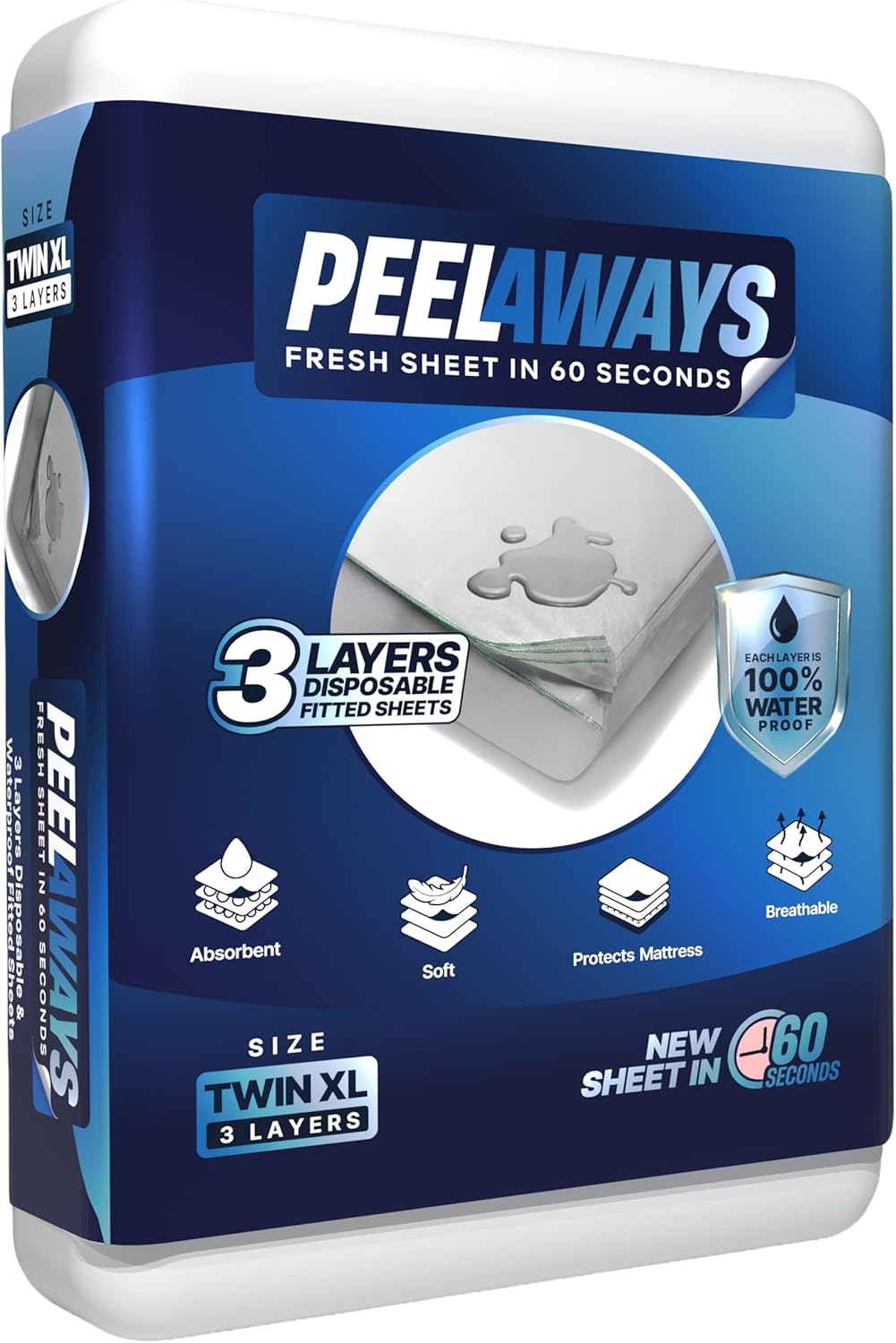 Peelaways Waterproof Disposable Bed Sheets – 3-Layer Wellness Sheets for Home & Travel