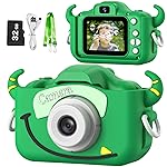 Goopow Kids Camera Toys for 3-8 Year Old Girls Boys,Children Digital Video Camcorder Camera with Cartoon Soft Cover, Best Chritmas Birthday Festival Gift for Kids - 32G SD Card Included