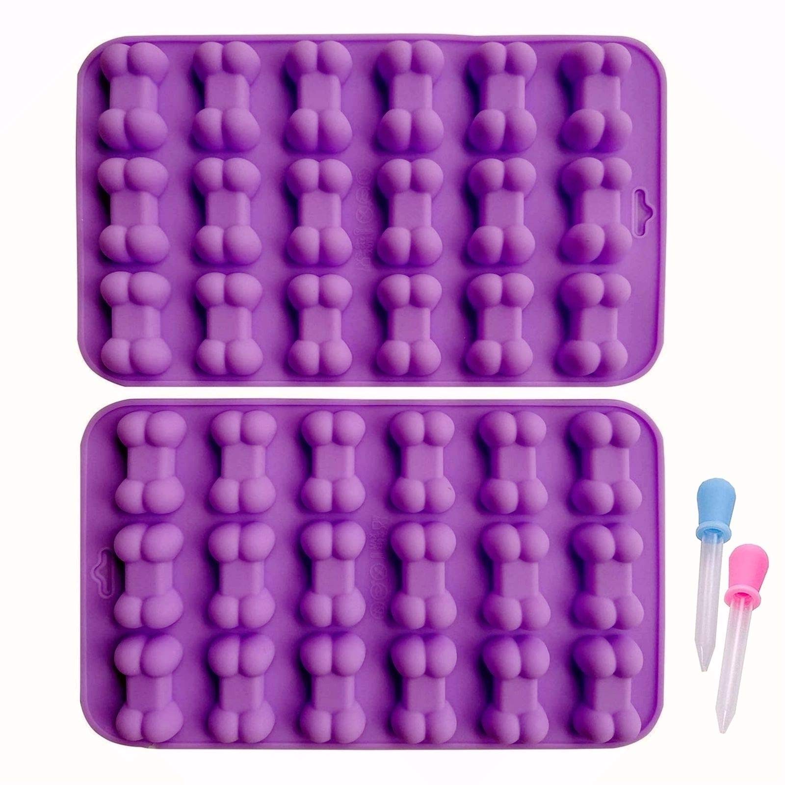 2 Pack Value Silicone Molds Pet Mini Treat Bones, Animal Bones for Homemade Dog & Cat Treats, Baking Chocolate Candy, Oven Microwave Freezer Safe