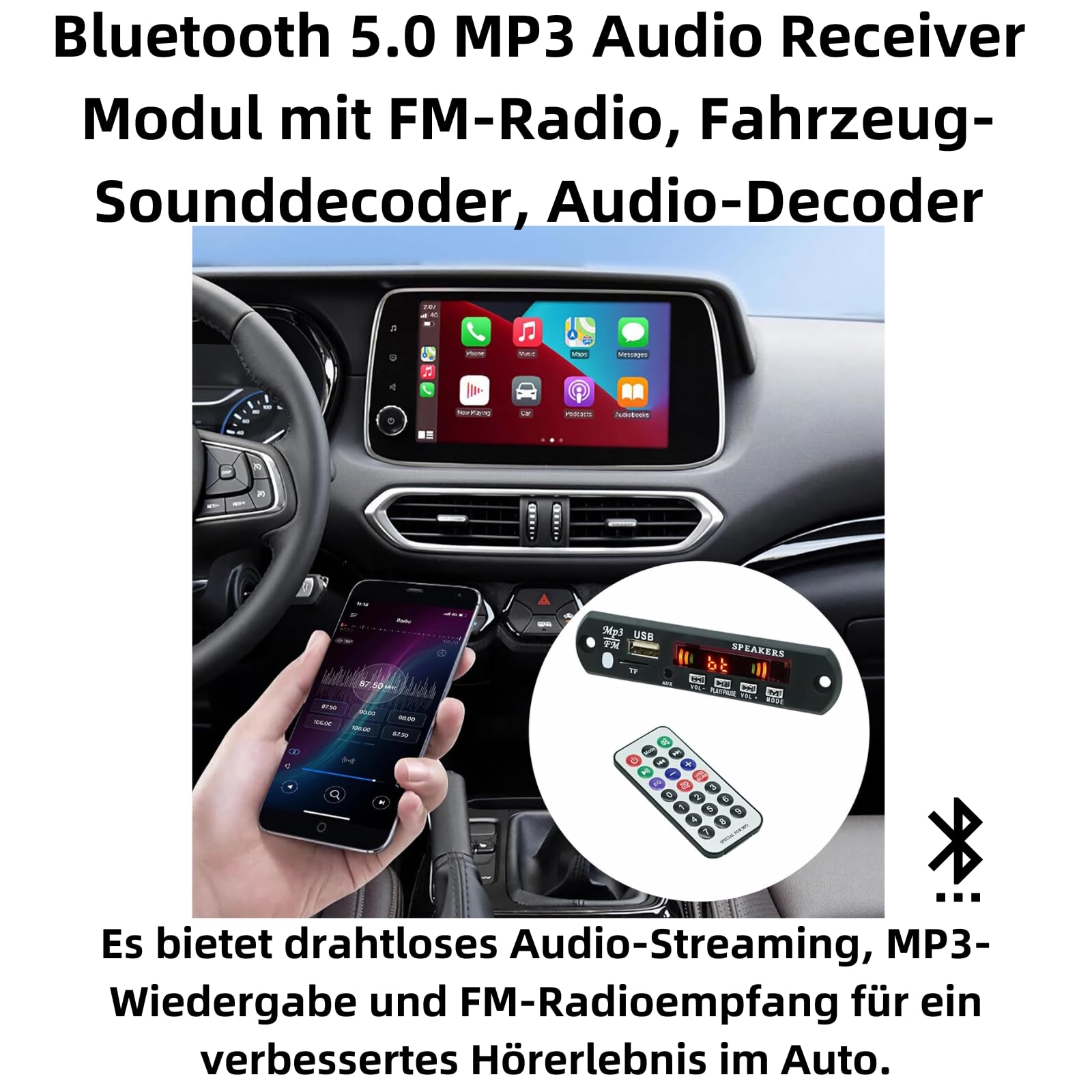 Placa Receptor De Áudio Bluetooth VOKTTA V5.0 Com Decodificadora De Slot Usb Tf Reprodução Pré - Foto 14
