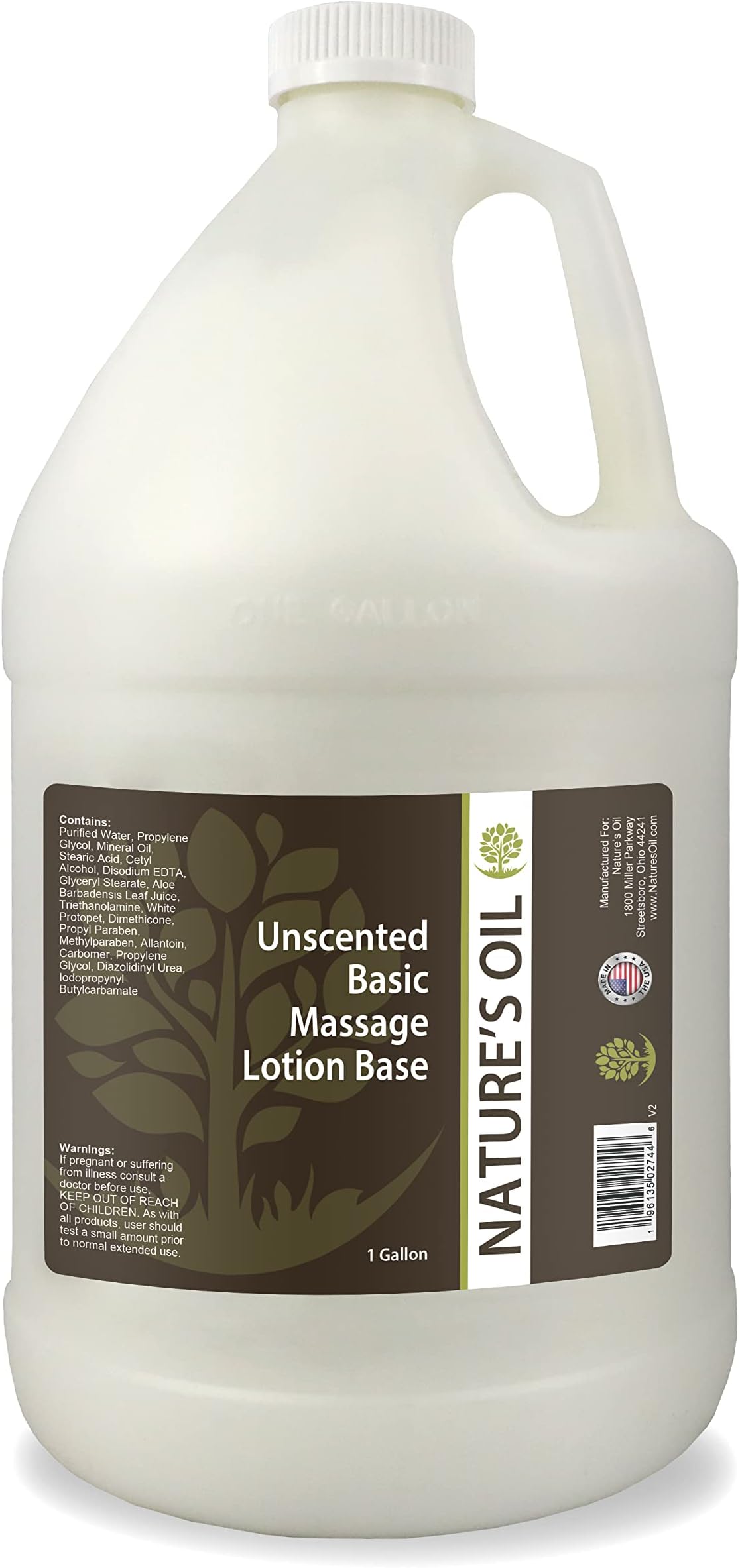 Nature's Oil Unscented Body Lotion Base, 1 Gallon, Hydrating, Gentle Body and Hand Lotion, Hypoallergenic, Non-Greasy