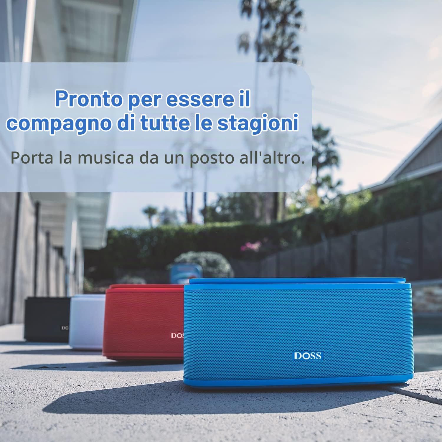DOSS SoundBox Cassa Bluetooth 12W, Altoparlante Senza Fili Portatile Speaker, Pulsanti Touch, Suono Stereo, Microfono Integrato, Slot per Scheda TF, AUX-IN, 12 ore di Autonomia [Bianco]