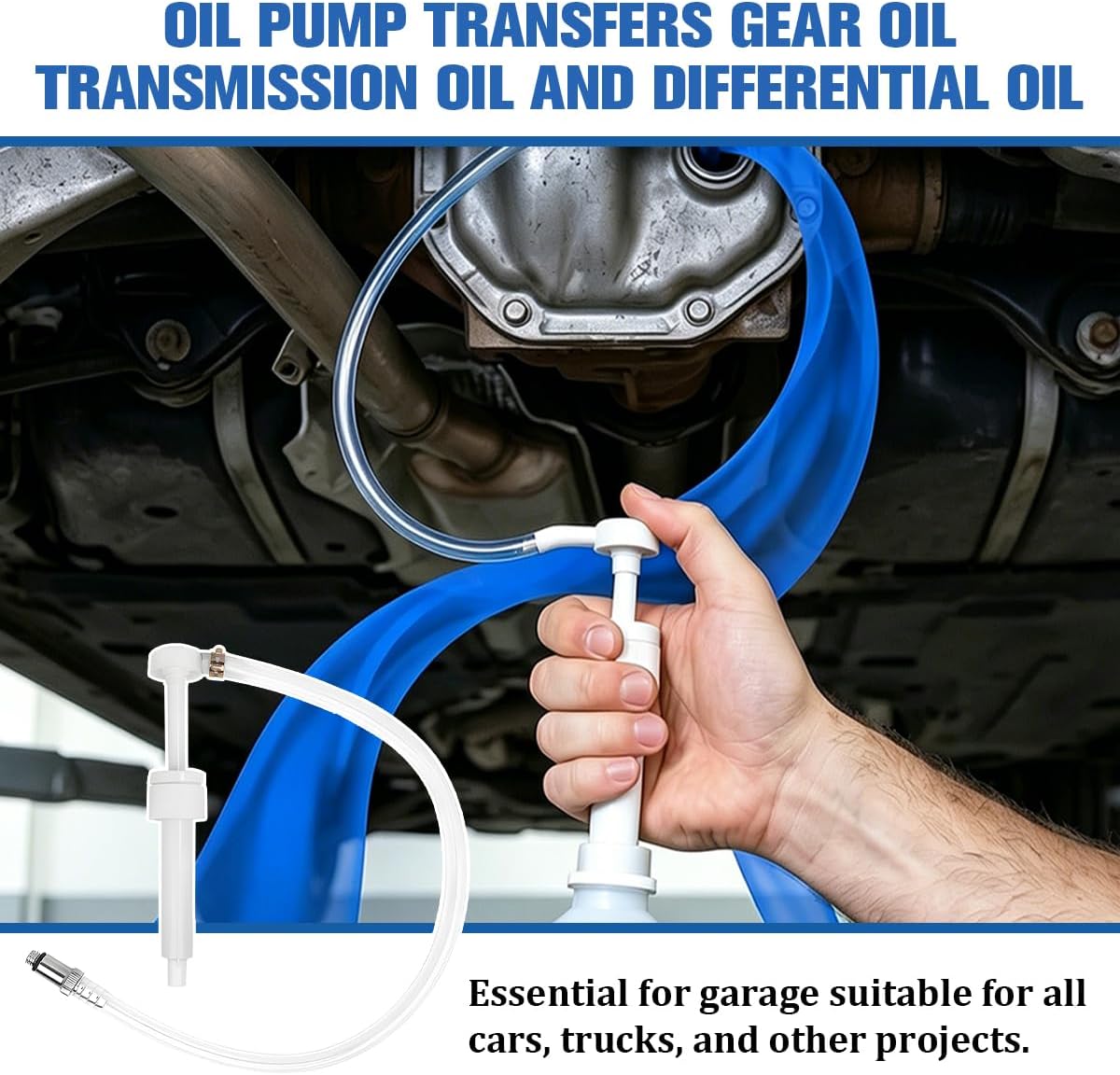 Car Fluid Pump for Standard Quart Bottles, Vehicle Manual Transmission Fluid Pump, Automotive Gear Oil Differential Fluid Antifreeze Change Pump, Universal Fit (Clip)