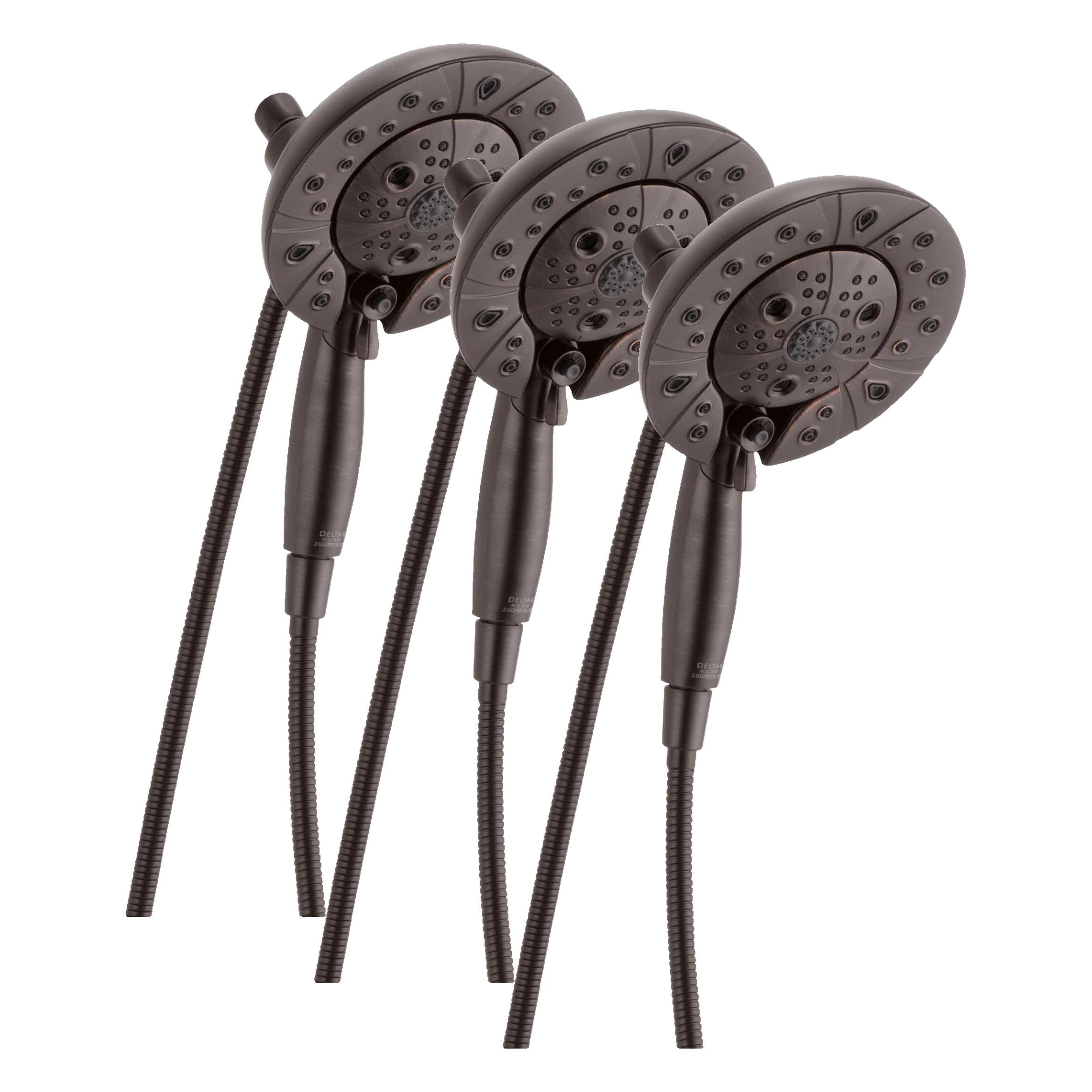Delta Faucet 5-Spray In2ition Dual Shower Head with Handheld Spray, H2Okinetic Oil Rubbed Bronze Shower Head with Hose, Showerheads, Handheld Shower-Heads, Venetian Bronze 58480-RB-PK | (Pack of 3)