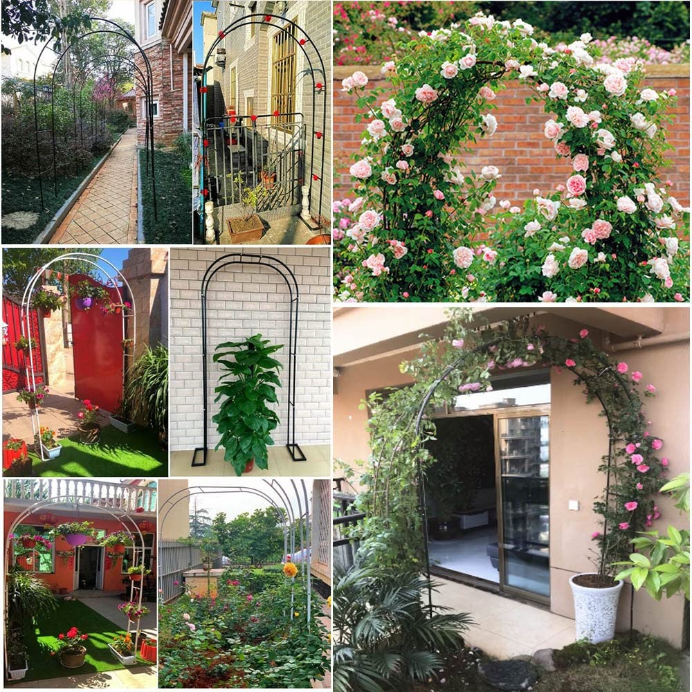 Arco da giardino in metallo con pergolato per rose resistente alle intemperie per piante rampicanti Supporto decorativo per arco di fiori per fondale costruzione in acciaio 7 1,8 m di altezza ideale